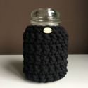 Ręcznie robiony Sweterek na świecę ze sznurka bawełnianego 900 czarny
